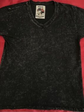 Rock Etiquette Black / Gray Mineral Wash V-Neck Tee, Medium